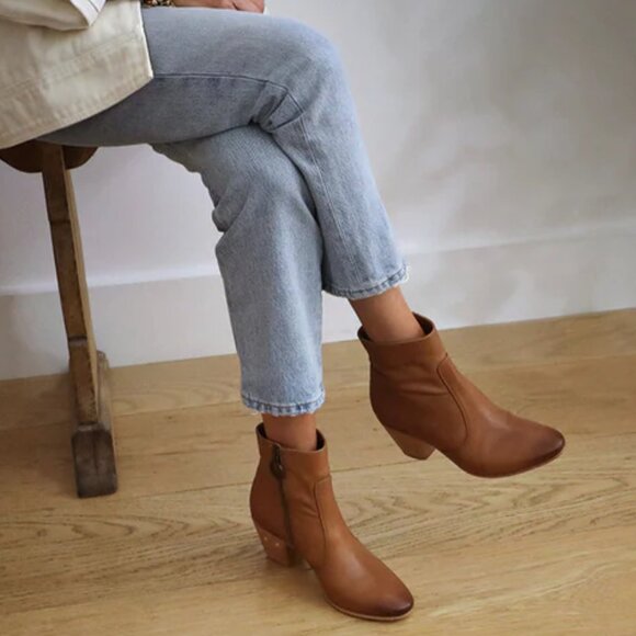 NEW BEEK Made In Mexico Leather Catbird Booties in Cognac for women 825 13m8 - Picture 8 of 8